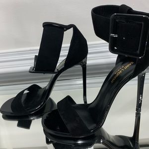 Saint Laurent Black Suede Sandals
